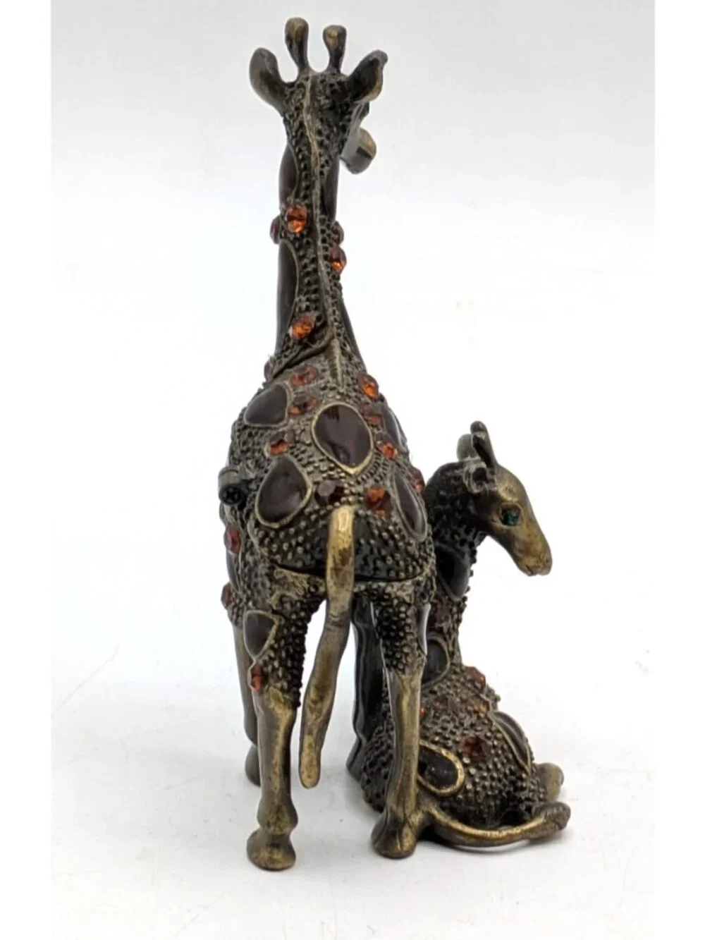 Standing Giraffe and Calf Hinged Trinket Box Jeweled and Enameled 3